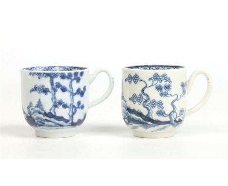 A Worcester coffee cup painted in underglaze blue with the Cannonball pattern c.1756-60, workman's mark along with a James Pe