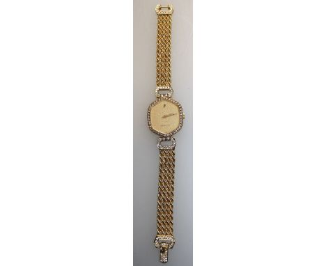 A circa 1990's lady's 18ct gold Audemars Piguet wristwatch, gold matt 21 x 19mm dial, diamond set bezel and lugs, on a four r