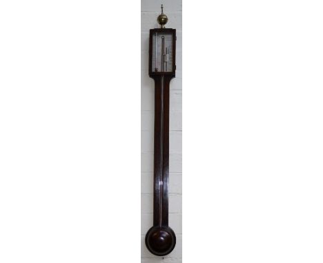 Corti, Colchester, a 19th century mahogany stick barometer with silvered gauge, 105cm