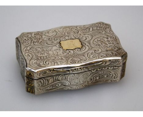 Charles Rawlings and William Summers, A Victorian silver and gilt snuff box of serpentine outline, all over florally chased, 