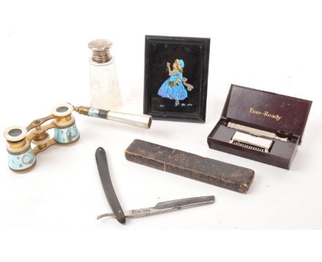A collection of curio collectable items to include vintage Everlast razor in case, Ben Evans Co. cut throat razor in case, br