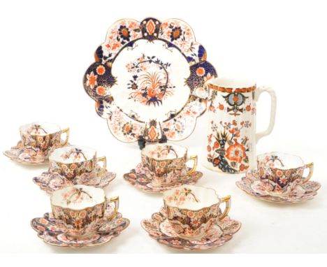 Wileman &amp; Co - A 19th century circa 1880s Wileman &amp; Co bone china tea service. The service comprising of six teacups 