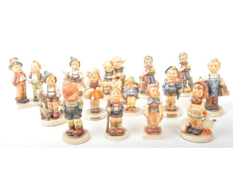 W. Goebel - Collection of West German porcelain Hummel's figurines. All depicting children doing various activities, polychro