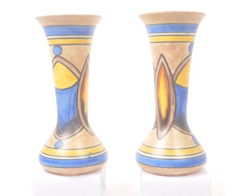 Clews &amp; Co Ltd&nbsp;of Tunstall, Chameleon Ware - A pair of mid 20th century ceramic pottery table top vases. Having a fl