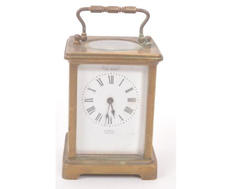 W. Pearce - A late 19th Century Victorian brass carriage clock "The Akrat" by William Pearce Brighton, having Roman Numeral f