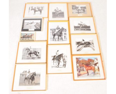 Horse Racing - A collection of vintage mid 20th century circa 1970s black and white horse racing photographs. To include Ting