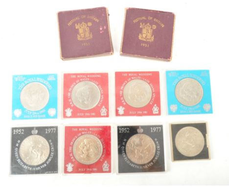 United Kingdom - A collection of vintage 20th century Royal commemorative crowns. To include Queen Elizabeth II silver jubile
