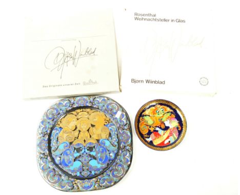 Bjorn Wiinblad -Danish Design - A collection of four vintage 20th century glass / ceramic display / wall plates. Hand painted