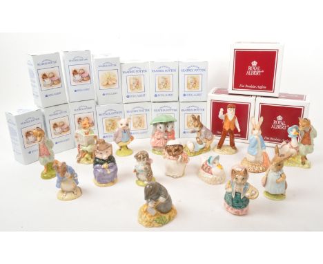 Royal Albert - Beatrix Potter - A collection of sixteen boxed porcelain china figurines. To include Pigling bland, Mrs Flossy