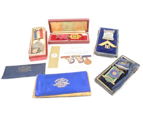Masonic Medals - A collection of&nbsp;vintage 20th century emblems worn by members of the Freemasonry fraternity to signify v