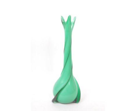Cristalleria Fratelli Betti - A vintage mid 20th century designer studio art glass vase. Having a fork rim into a tapering ne