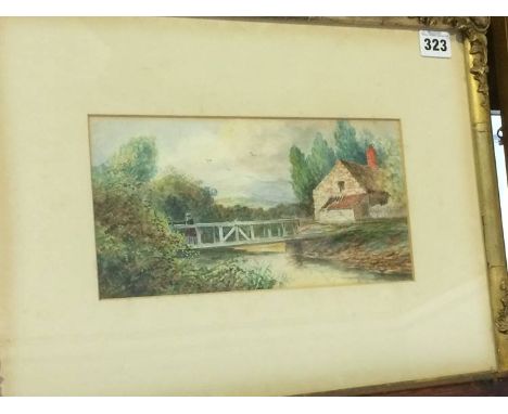 Watercolour, unsigned, 'Hollywell Dene' and a print, 13 x 26cm