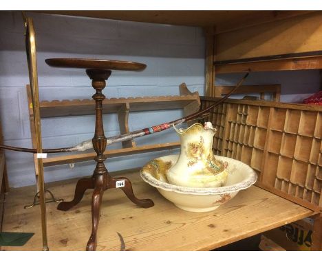 Wine table, fire screen, wash set etc.