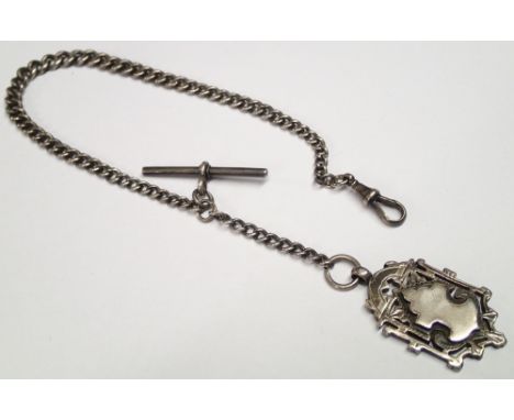 Antique sterling silver Albert chain with a 1900 sterling silver fob  CONDITION REPORT: This item has no inscriptions. Good o