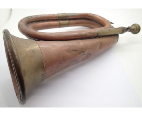 Copper and brass antique bugle marked McKechnie Music Co Ltd Ottawa 1921 TRR 