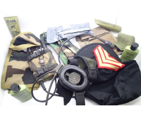 Military camouflage bags kit hat radio receiver with headphone and microphone 