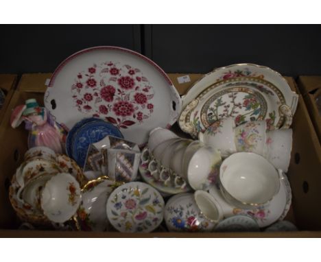 A Royal Worcester 'Sweet Pea' part tea service (nine pieces), a Royal Albert 'Old Country Roses' fluted dish, two blue and wh