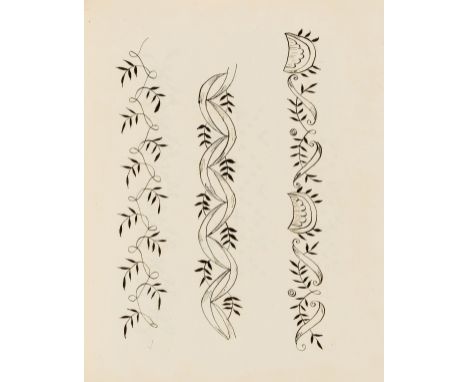 NO RESERVE Needlework.- Album of embroidery patterns, over 130 leaves of pen &amp; ink designs, on rectos only, some light of