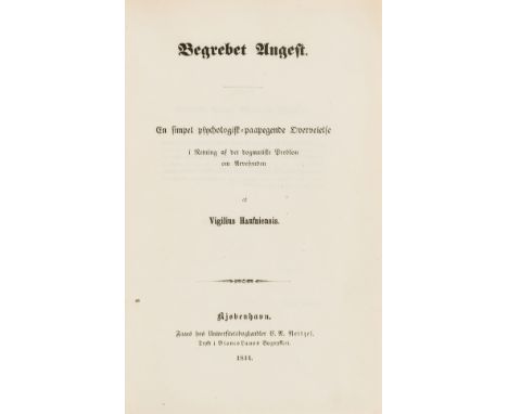 NO RESERVE [Kierkegaard (Søren)] ''Vigilius Haufniensis''. Begrebet Angest. [The Concept of Anxiety], first edition, bookplat