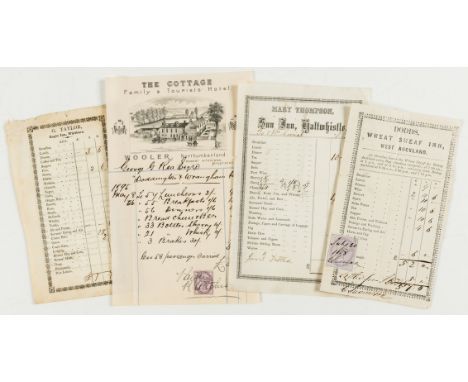 Inn Receipts.- 12 inn receipts from Northumberland and the north of England, 12 printed receipts with manuscript insertions, 