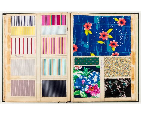 Textiles.- Album of fabric swatches, over 300 textile samples mounted on 27 leaves, mostly floral, ink stamp "à Alsace Matéri