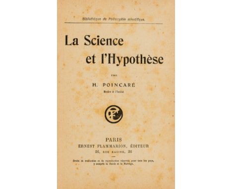 Mathematics.- Poincare (Henri) La Science et l'Hypothese, first edition, foxing, lacks front free endpaper, contemporary clot