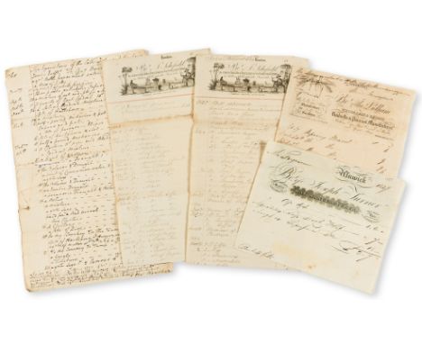 Invoices.- Collection of 28 assorted invoices, printed forms with manuscript insertions, folds, slightly browned, 322 x 198mm