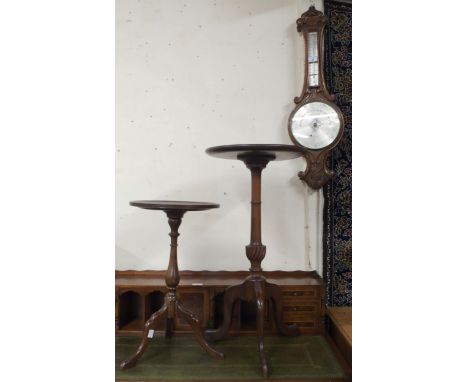 A lot comprising two assorted 20th century mahogany wine tables and a J. Brown Glasgow barometer/thermometer (3) Condition Re