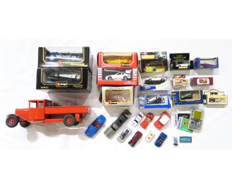 A varied selection of model vehicles, to include Burago 1:18-scale Lamboghini Countach (1988) and Bugatti EB 110 (1991), 1:24