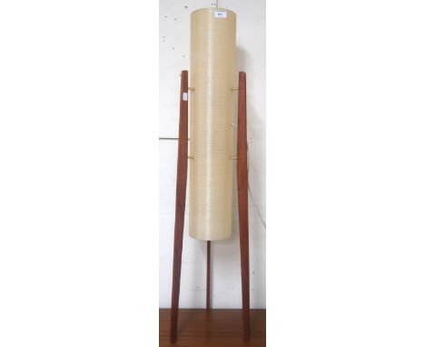 A mid 20th century "rocket" lamp with fibreglass shade on teak supports, 110cm high Condition Report:Available upon request