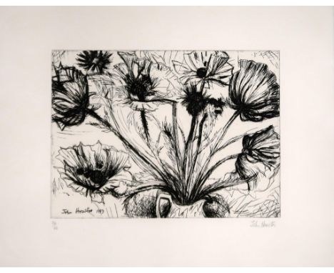 JOHN HOUSTON (SCOTTISH 1930-2008) POPPIES Etching, signed lower right, dated 1993, numbered 24/60 Condition Report:Available 