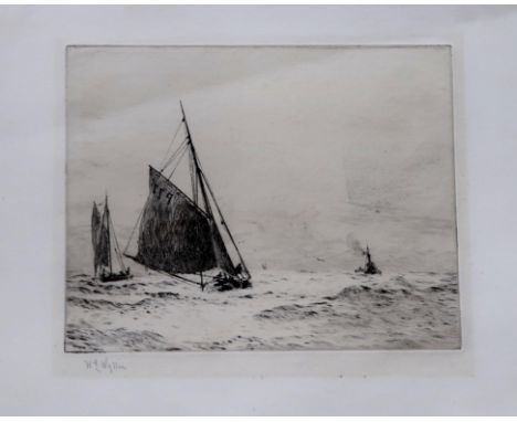 WILLIAM L WYLLIE RA&nbsp;Running home in time, signed, etching, 19 x 24.5cm Condition Report:Available upon request