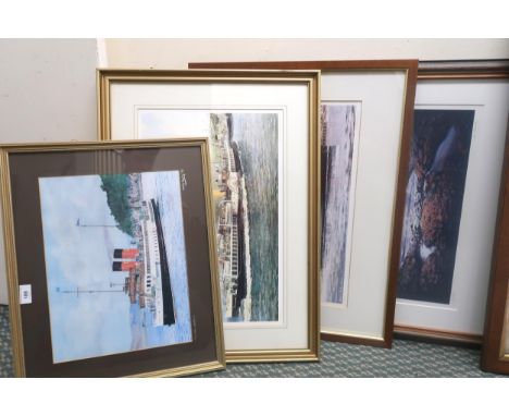 A lot of four pictures to include three signed prints of steamships and a signed Ed Hunter scenic print (4) Condition Report: