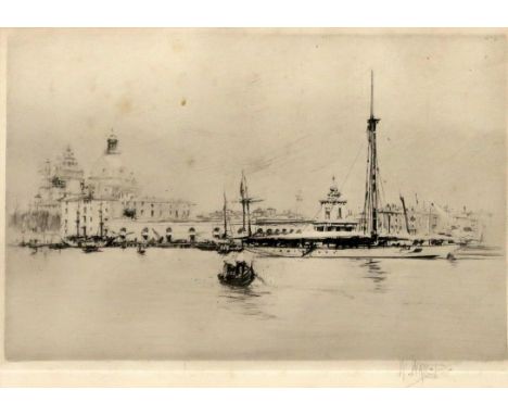 ROBERT HOUSTON&nbsp;Larchfield School, signed, etching, 19 x 32cm,WILLIAM WALCOT Venice, signed, etchings,J CAMPBELL Yachts, 