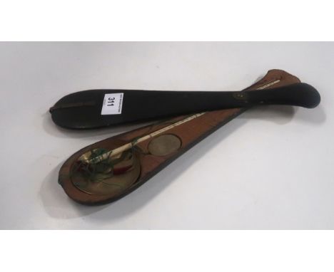 A 20th century opium scale with brass pan, bone handle and wooden fitted paddle shaped case Condition Report:Available upon r