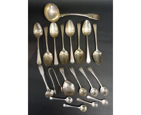 A Set of Six Georgian Silver Teaspoons together with a collection of other silver spoons to include a ladle, 8ozs.