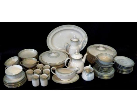 A Royal Doulton Berkshire Pattern Part Dinner, Tea and Coffee Service comprising teapot, coffee pot, plates, bowls and a meat
