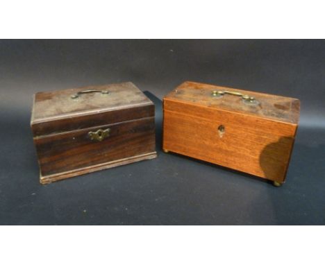 A George III Mahogany Tea Caddy, together with another similar Georgian tea caddy