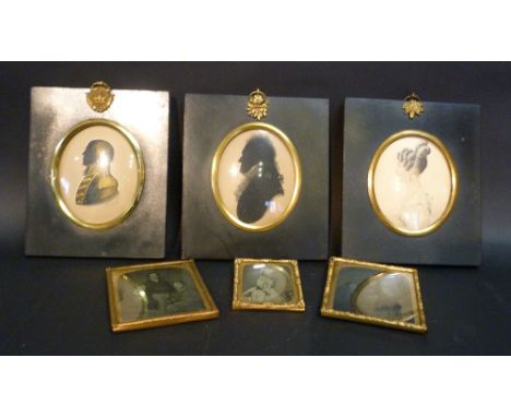 A 19th Century Portrait Miniature signed J. Hallam, dated 1819, together with two similar portrait miniatures and three dague