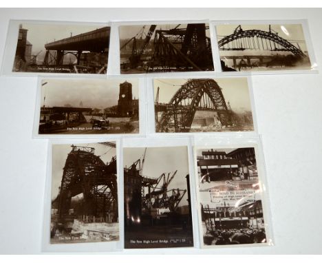 1920's black and white postcards of the building of the High Level and new Tyne Bridge, 1927/28, by R. Johnston, Monarch; tog