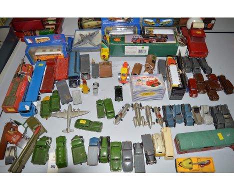 A large quantity of mainly Dinky die-cast model vehicles, including: a Foden flatback wagon; some military vehicles and aerop