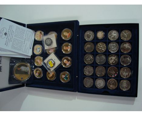 A large quantity of Royal interest commemorative crowns and other coins; together with a collection of Princess Diana giltmet