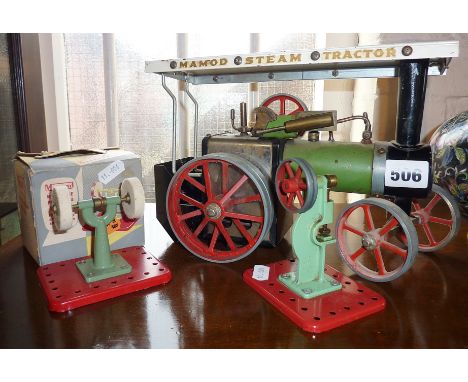 Mamod traction engine, and a Mamod polishing machine