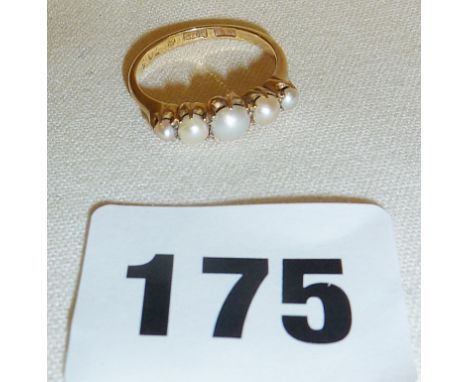 18ct gold ring set with five pearls