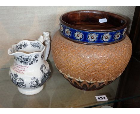 Doulton stoneware jardiniere and a Royal Doulton "King George old Scotch Whisky" water jug