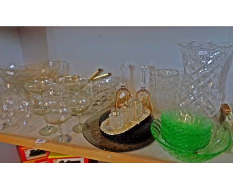 Shelf of assorted glassware