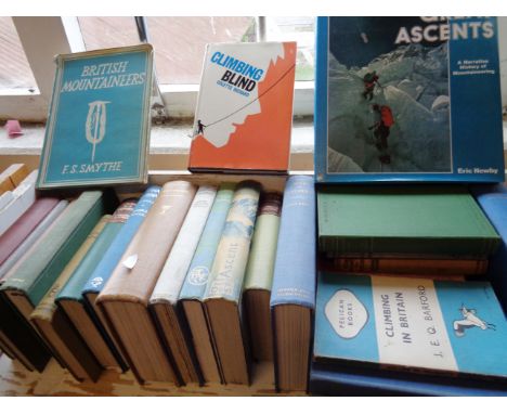 Shelf of books on Climbing and Mountaineering, inc. 1st Editions (approx 30)