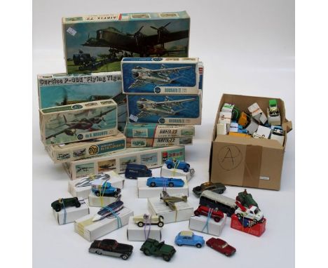 A collection of several dozen largely 1980's Corgi and other die cast vehicles, together with ten Airfix and other model airc