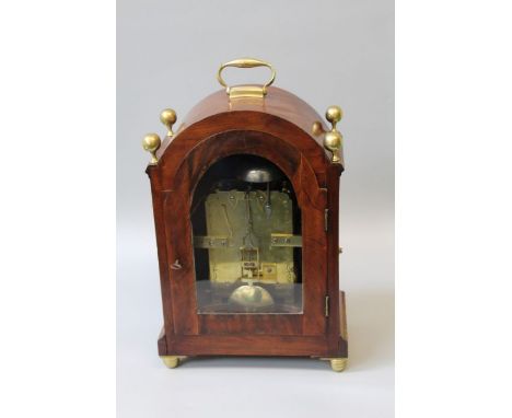 John McGregor, Wick (Scotland). Twin fusee bracket clock in mahogany case. Early Victorian, 7 1/2 '' silvered arch dial with 