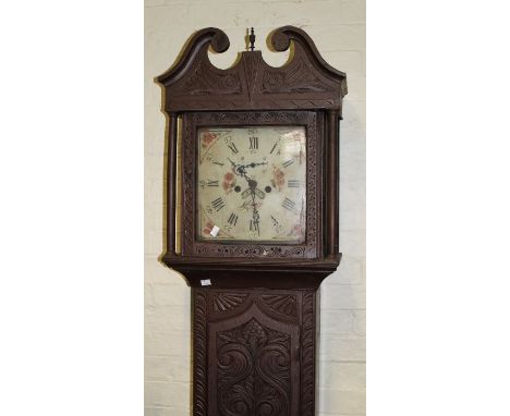 John Ashton, Leek, an early 19th century mahogany longcase clock with eight day movement and moon roller arched dial together